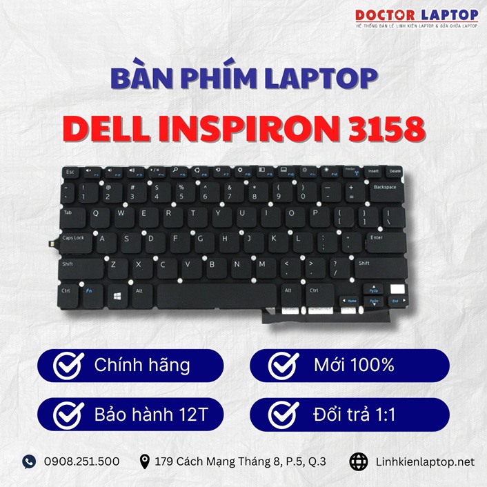 Gioi thieu ve ban phim laptop Dell Inspiron 3158