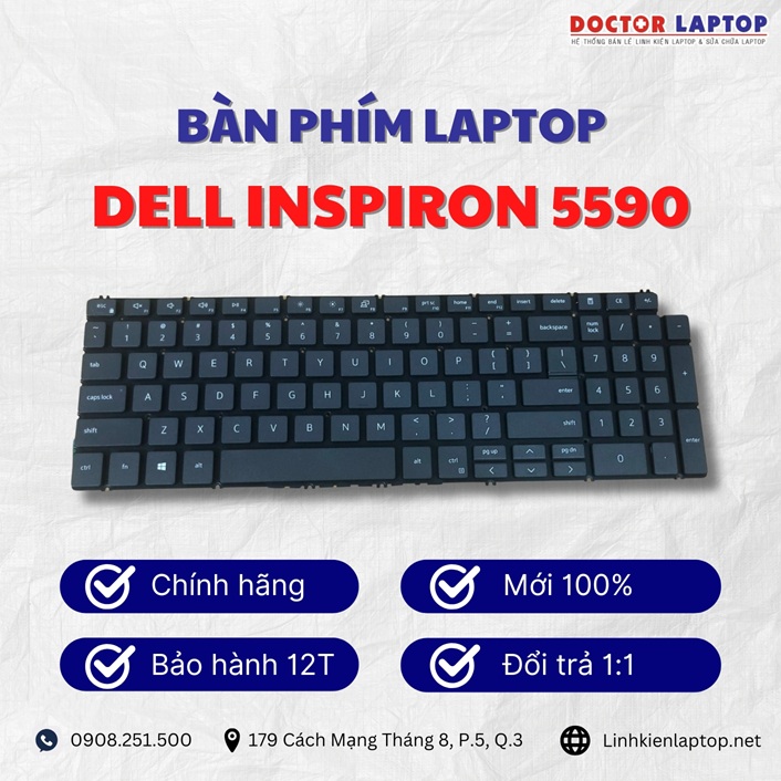 Gioi thieu ve ban phim laptop Dell Inspiron 5590