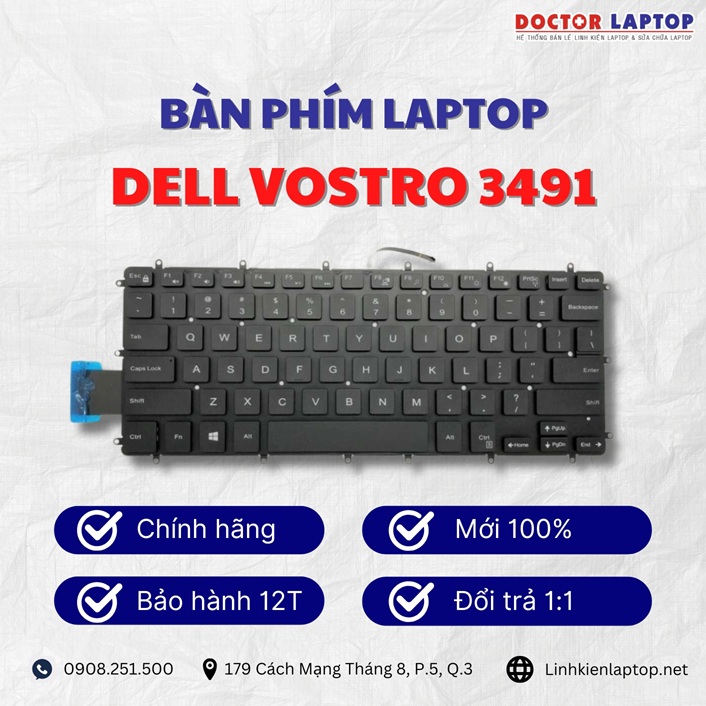 Gioi thieu ve ban phim laptop Dell Vostro 3491