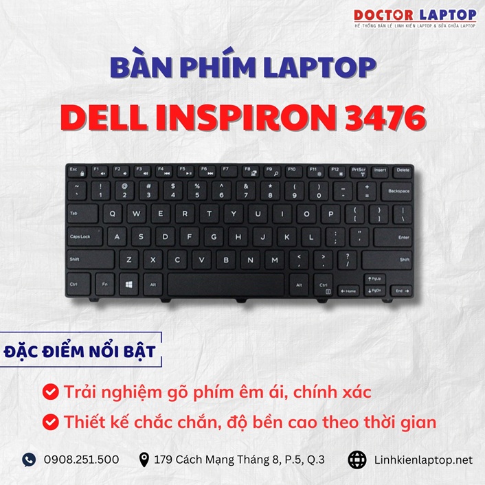 Cung cap thay ban phim laptop Dell Inspiron 3476 chinh hang gia tot nhat