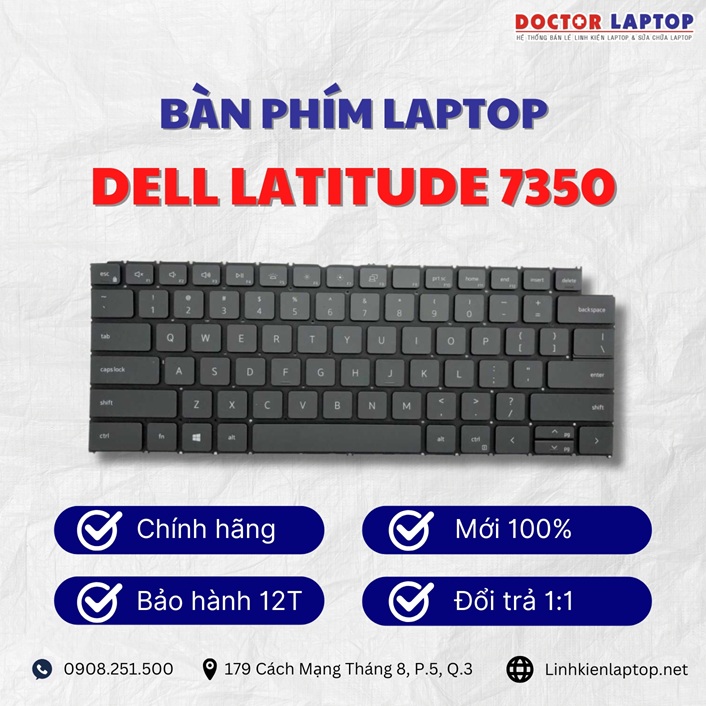 Gioi thieu ve ban phim laptop Dell Latitude 7350