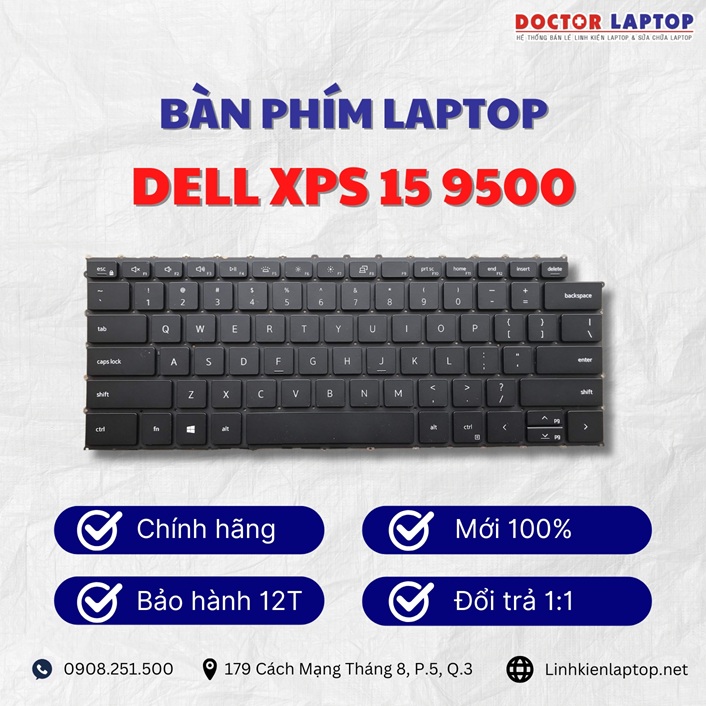 Gioi thieu ve ban phim laptop Dell XPS 15 9500