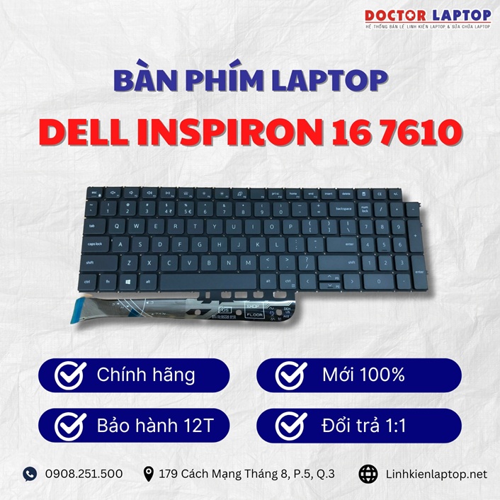 Gioi thieu ve ban phim laptop Dell Inspiron 16 7610