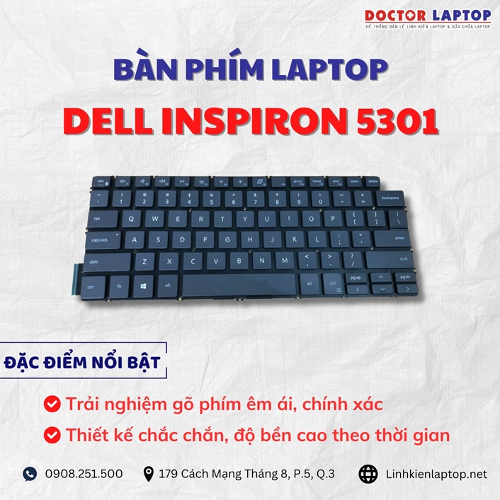 Cung cap thay ban phim laptop Dell Inspiron 5301 chinh hang gia tot nhat