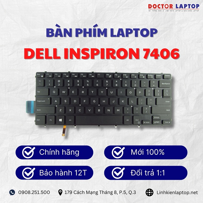 Gioi thieu ve ban phim laptop Dell Inspiron 7406