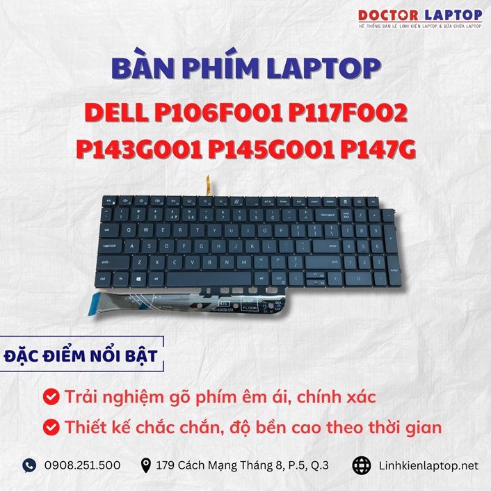 Cung cap thay ban phim laptop Dell P106F001 P117F002 P143G001 P145G001 P147G chinh hang gia tot nhat